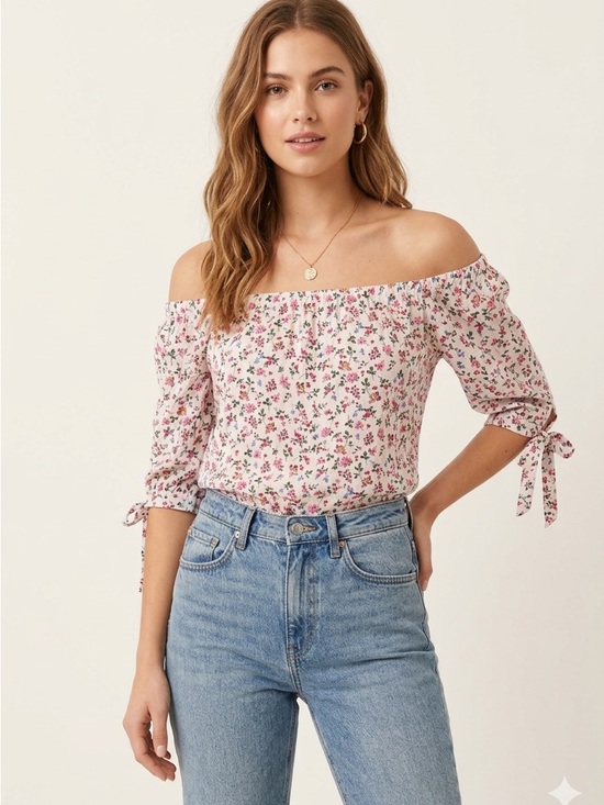 Vervet Tops - Vervet Pink Floral off the Shoulder Blouse